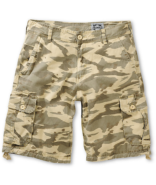 snow camo cargo shorts