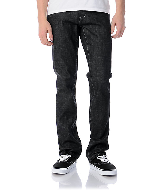 charcoal raw wash baggy fit jeans