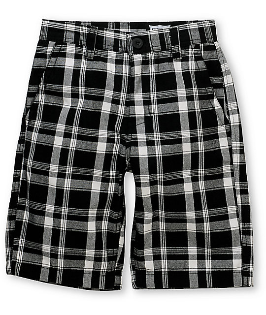 Free World Flint Boys Black Plaid Shorts Zumiez
