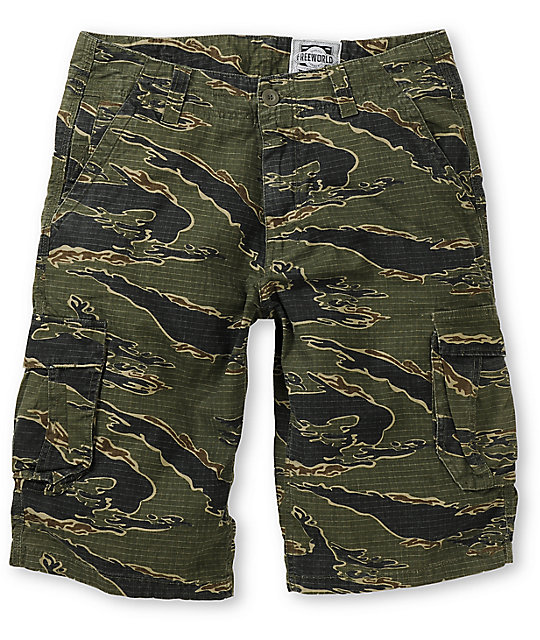 tiger stripe cargo shorts