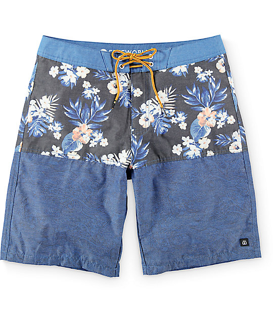 Free World Shortboard Navy Floral 20" Board Shorts Zumiez