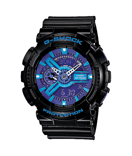 G Shock Ga110 Hc 1a Hyper Color Black Blue And Purple Limited Edition Watch Zumiez 6857