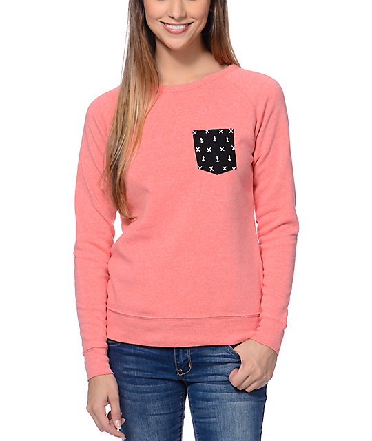 coral crewneck sweatshirt