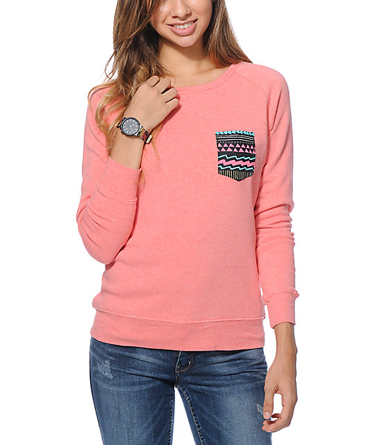 coral crewneck sweatshirt