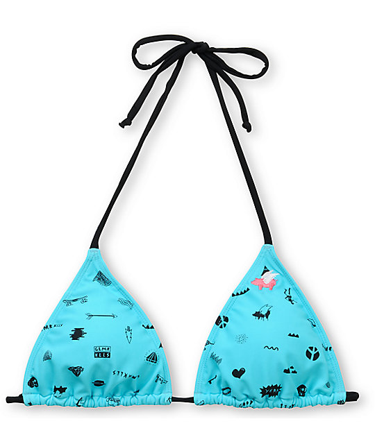 Glamour Kills Ditzy Turquoise Triangle Bikini Top At Zumiez Pdp