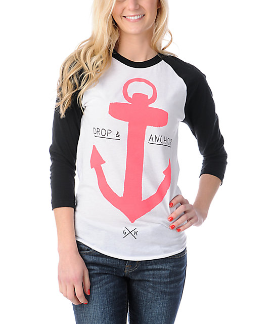 Glamour Kills Drop & Anchor White & Black Baseball Tee Zumiez