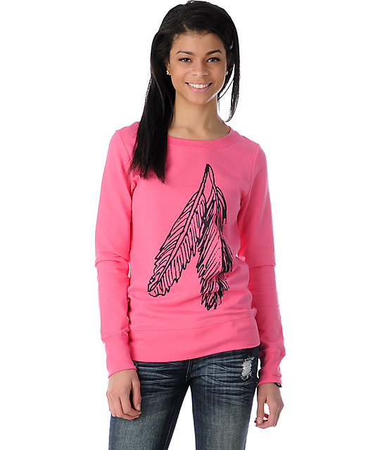 pink crew neck sweatshirt