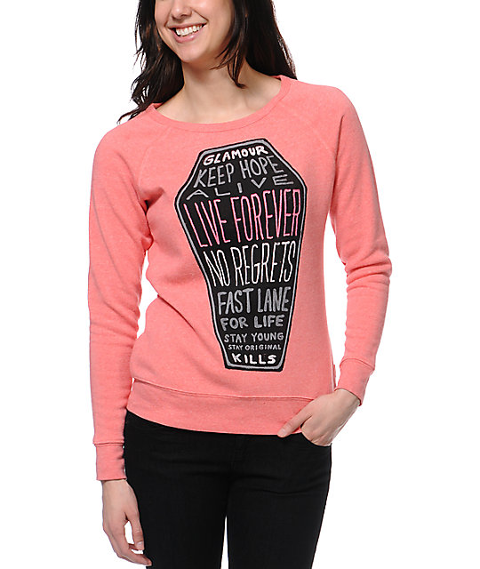 coral crewneck sweatshirt