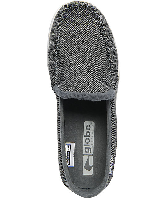 Globe Shoes Castro Black, Grey, & White Tweed Slippers Zumiez