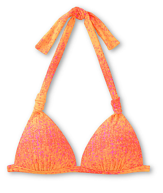 Gossip Pink Ombre Molded Cup Halter Bikini Top Zumiez