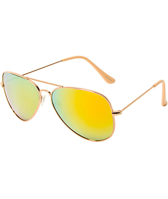 Green Mirror Aviator Sunglasses 