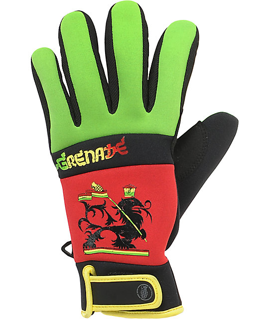 Grenade Bob Gnarly Rasta Mens Snowboard Pipe Gloves Zumiez