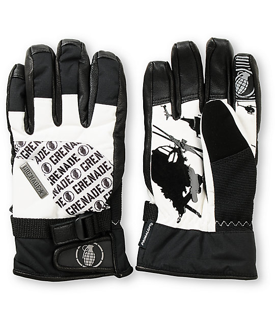 Grenade Huey Black & White Snowboard Gloves Zumiez