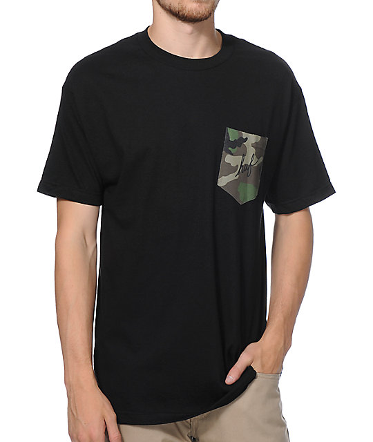 black shirt with camo