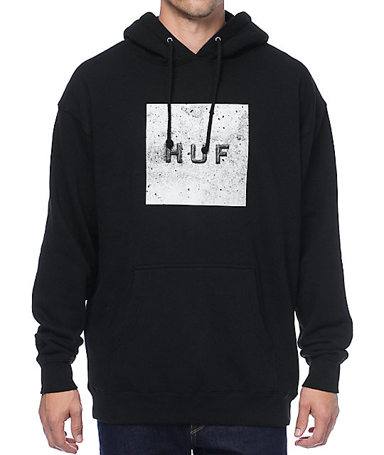 HUF Concrete Box Logo Black Hoodie Zumiez