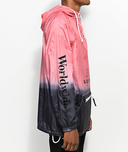 HUF Dip Dye Red & Black Anorak Jacket Zumiez