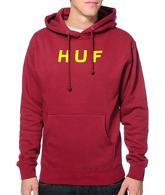 HUF Original Logo Burgundy Pullover Hoodie | Zumiez