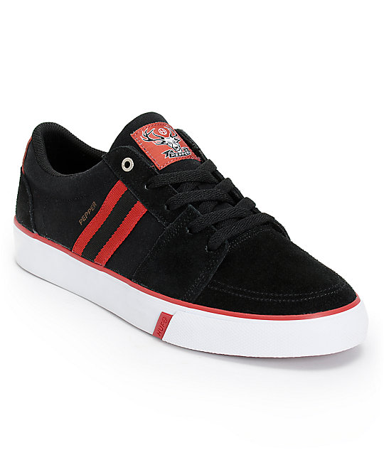HUF Pepper Pro Black & Lighthouse Red Skate Shoes Zumiez