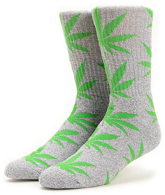 HUF Plantlife Grey & Green Crew Socks Zumiez