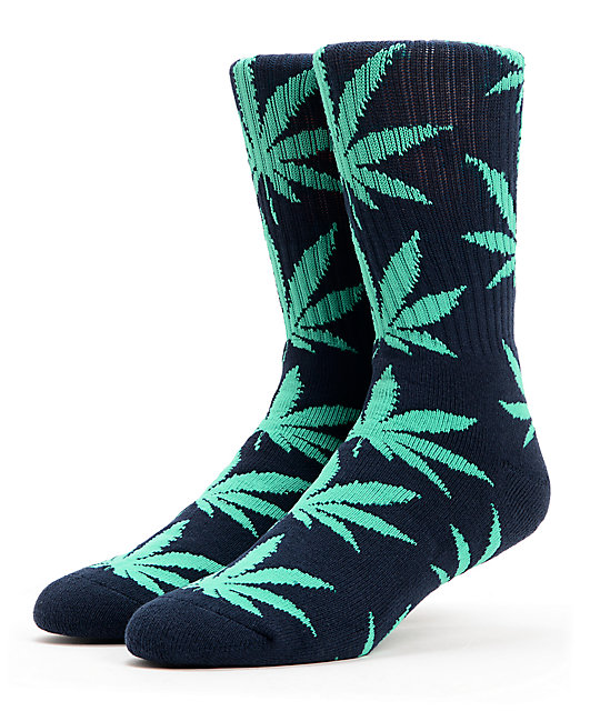 HUF Plantlife Navy & Mint Crew Socks Zumiez