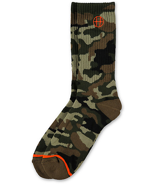 HUF Woodland Camo Crew Socks Zumiez