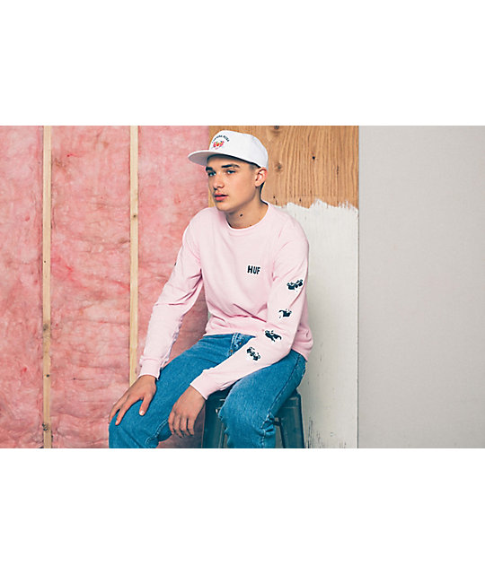 HUF x Pink Panther Heads Pink Long Sleeve T-Shirt | Zumiez