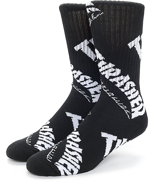 HUF x Thrasher TDS Black Crew Socks