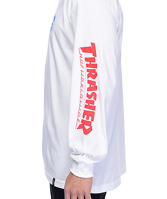 HUF x Thrasher TDS White Long Sleeve T-Shirt | Zumiez