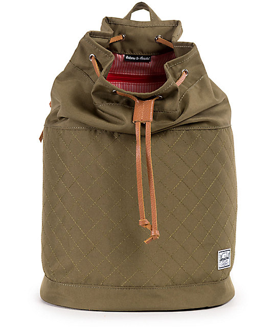 Herschel Supply Co.. Hanson Quilted Poly Olive 17L Backpack Zumiez
