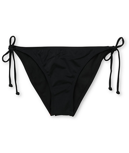 plain black tie side bikini bottoms