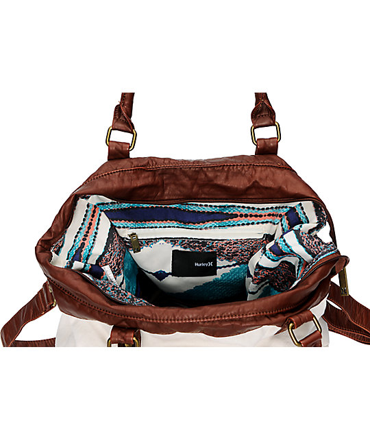 Hurley One & Only Natural Canvas Book Tote Bag Zumiez