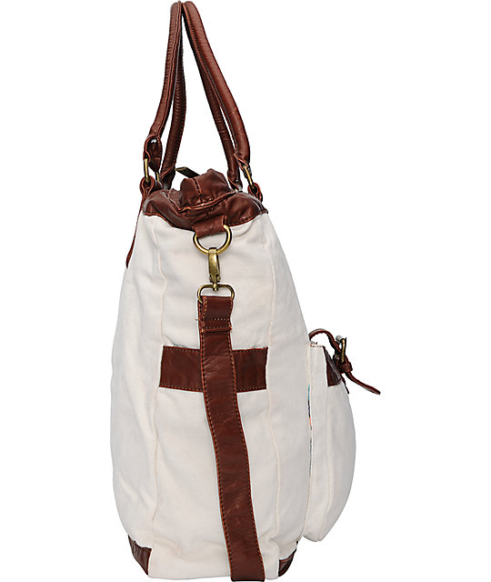 Hurley One & Only Natural Canvas Book Tote Bag Zumiez