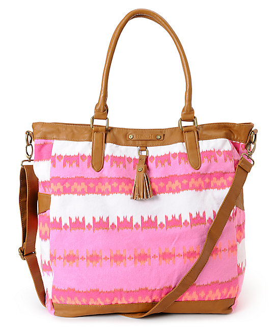 Hurley One & Only Pink Book Tote Bag Zumiez