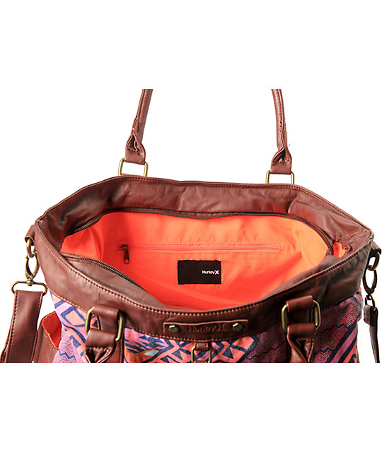 Hurley One & Only Tribal Print Book Tote Bag Zumiez