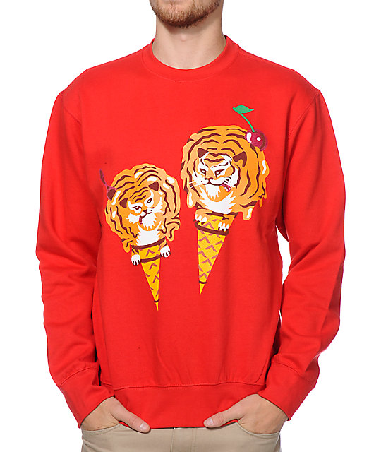 ICECREAM Cones & Bones Red Crew Neck Sweatshirt at Zumiez PDP