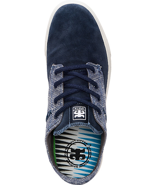 Ipath Nomad S Dark Blue Linen & Suede Skate Shoes Zumiez