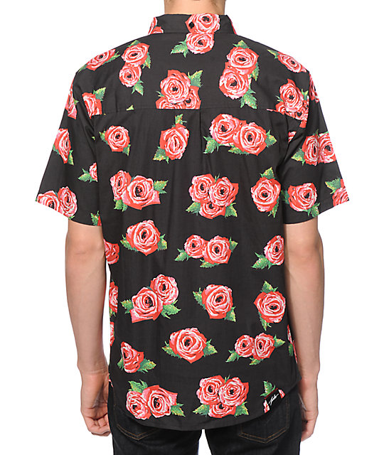 black rose button up shirt