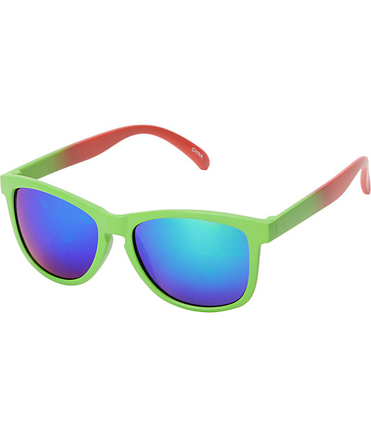 Jack Martin Motosurf Matte Green & Red Sunglasses Zumiez