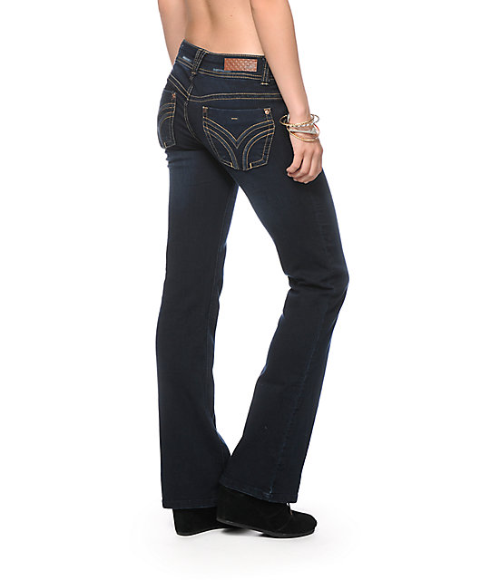 high waisted dark wash bootcut jeans