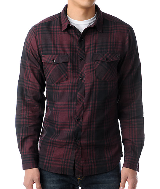 boys burgundy plaid shirt