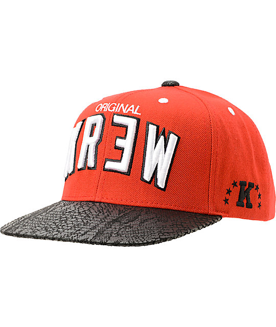 KR3W Team 2 Red & Black Snapback Hat Zumiez