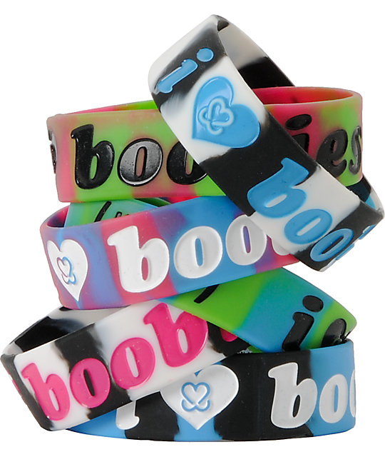 Keep A Breast Assorted Stripe I Love Boobies Bracelet Zumiez