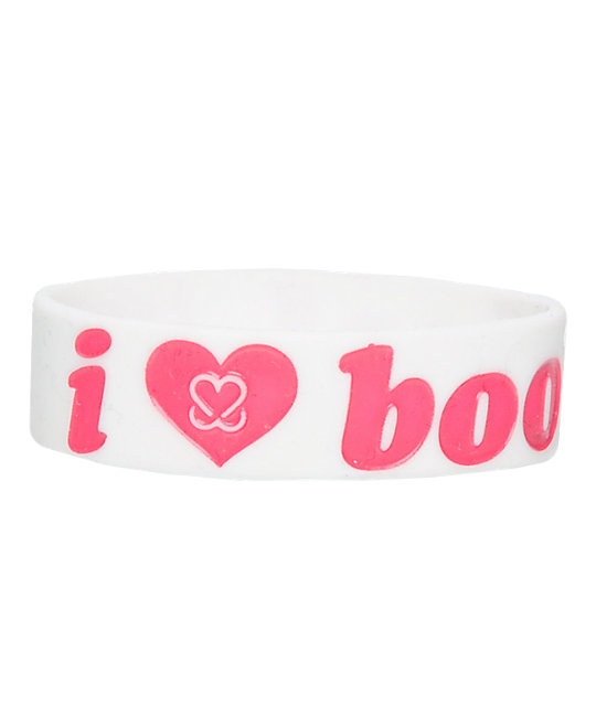 Keep A Breast White & Pink I Love Boobies Bracelet Zumiez