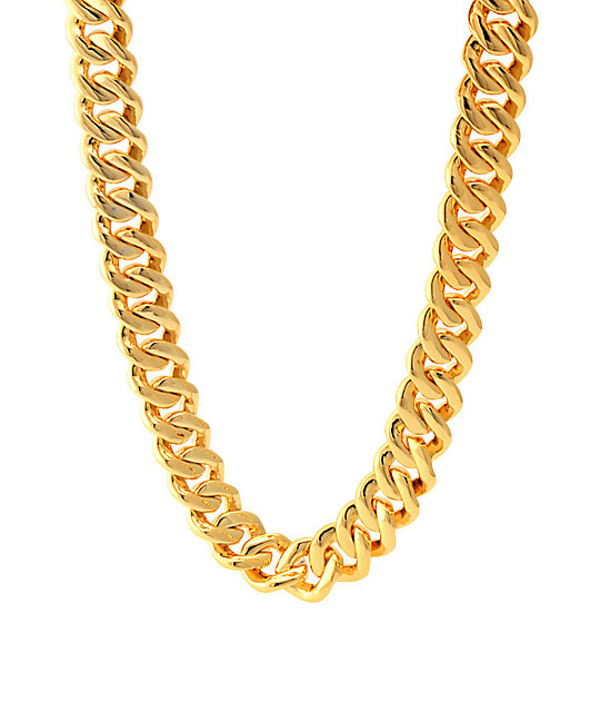 King Ice 18K Gold 15mm Studded Miami Cuban Curb Chain | Zumiez