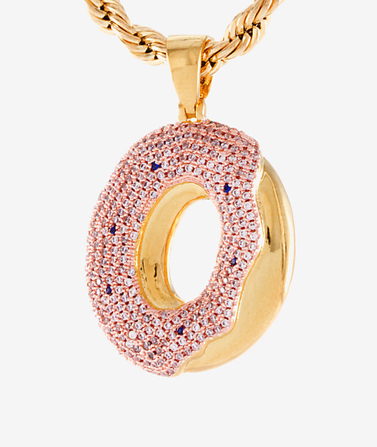 King Ice X Odd Future OF Donut Pendant Gold Necklace | Zumiez