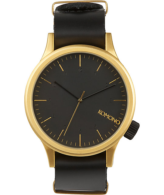 Komono Black & Gold Analog Watch Zumiez