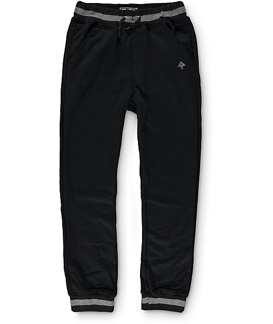 black jogger style trousers