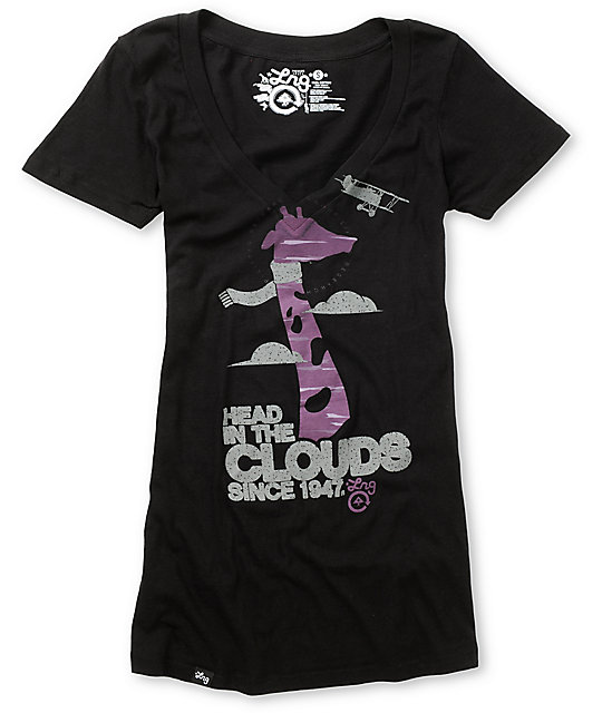 LRG Head In The Clouds Black VNeck TShirt Zumiez