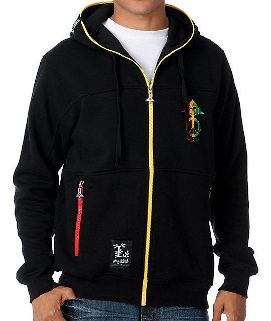 LRG Trinity Black Full Zip Rasta Zip Up Hoodie | Zumiez