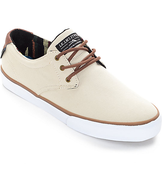 cream colored canvas shoes